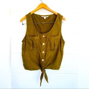Army Green Tank with Knot Tie